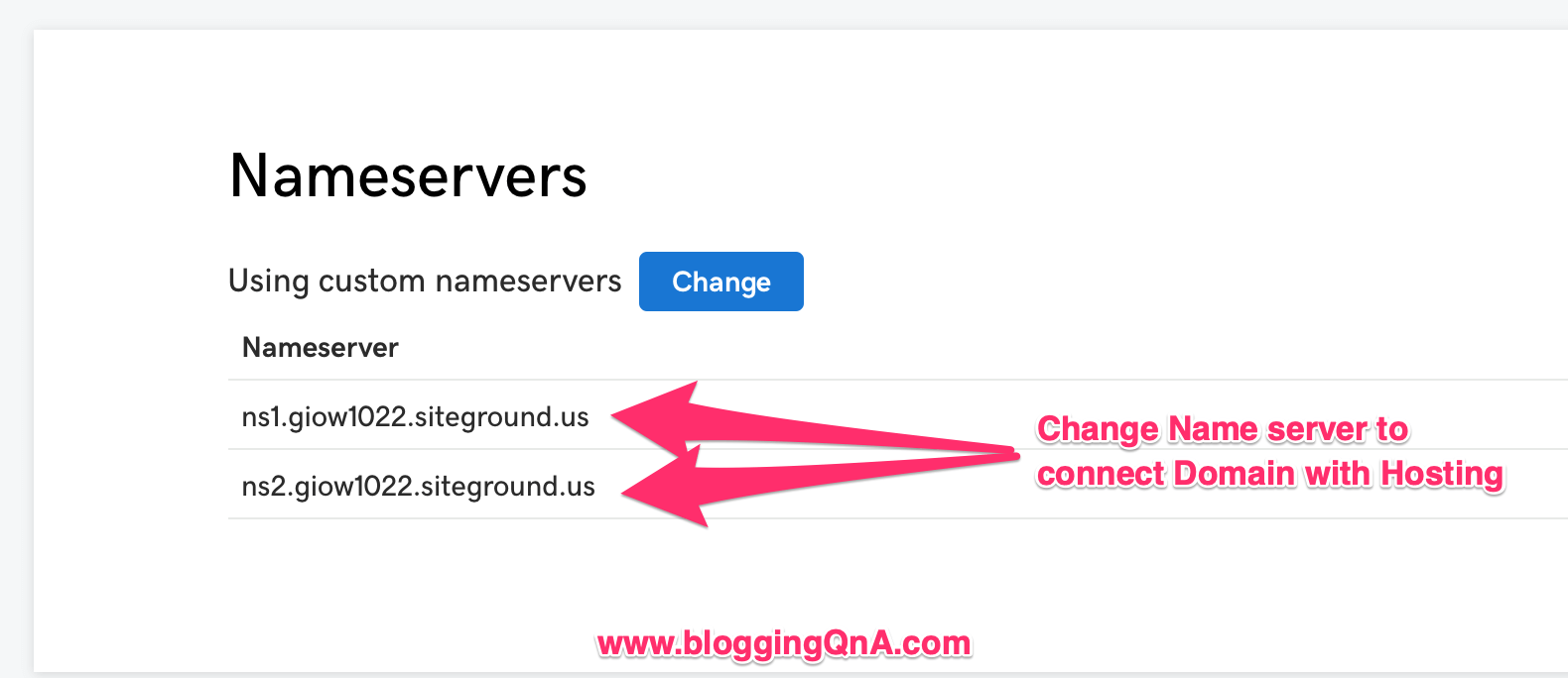 change domain nameservers