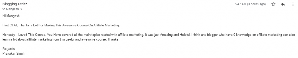 feedback of 10 days affiliate marketing course