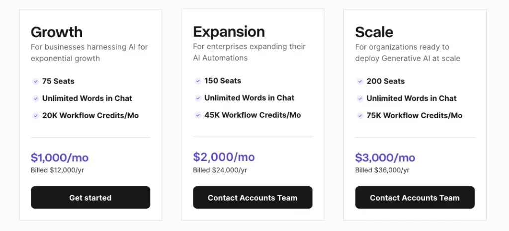 copy ai pricing table