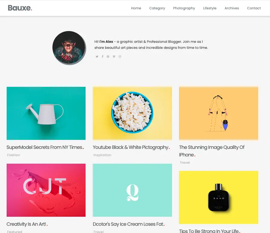 Bauxe blogger grid template